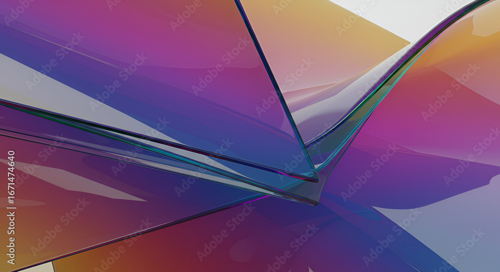 Poster Abstract crystal surface with iridescent colors creating dynamic reflections