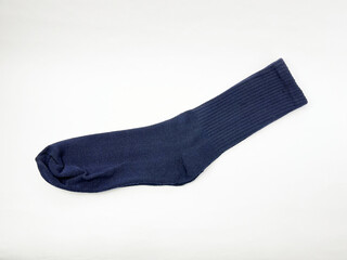 Navy blue sock on a white background