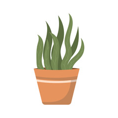 Flat Styled Indoor Plant in Pot Minimalist Home Decoration Illustration