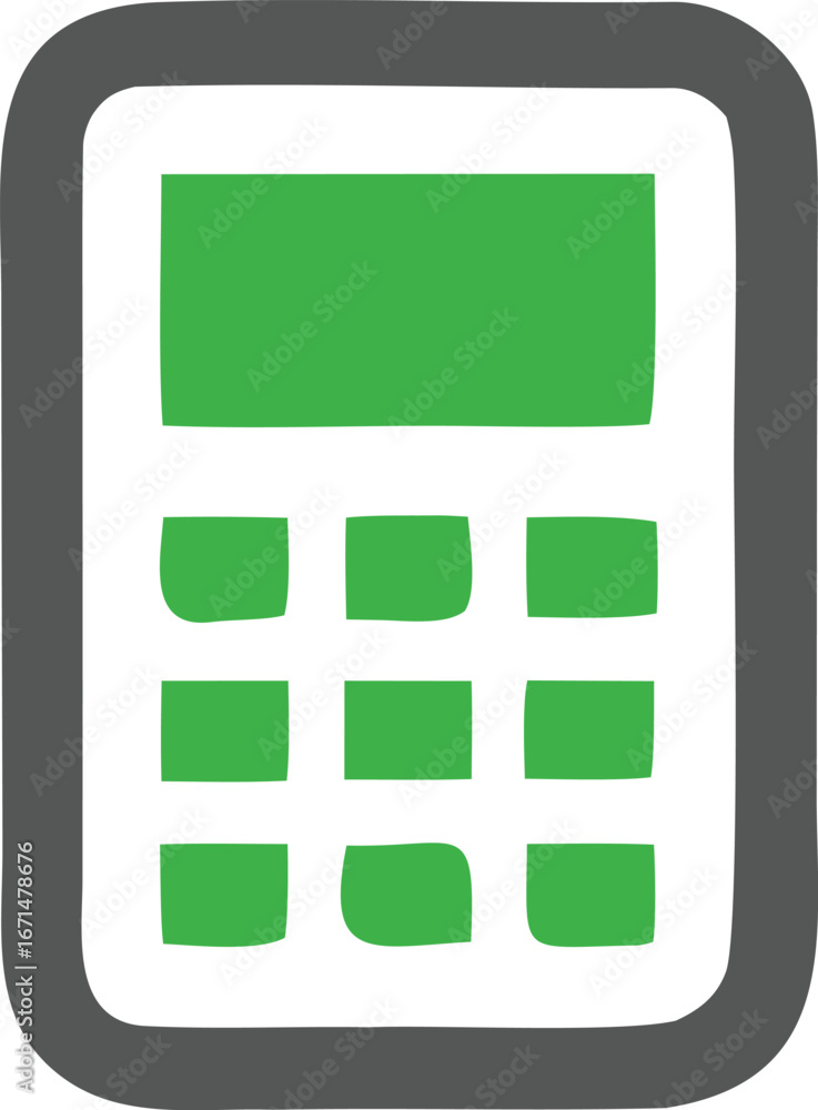 Aufkleber digital calculator app interface with green display and button layout for mobile devices and online 