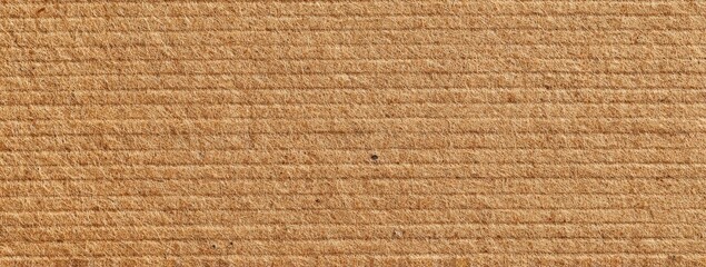 Close-up view of a light brown corrugated cardboard texture with visible horizontal lines