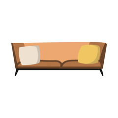 Flat Simple Illustration Stylish Sofa with Two Pillows Furniture