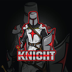 Knight warrior mascot design esports logo vector.