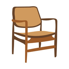 Flat Illustration Comfortable Wooden Armchair with Brown Tones Furniture Icon