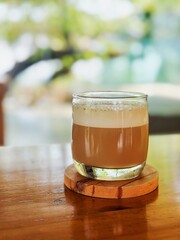 Close-up of Coffee Drink on Wooden Table
