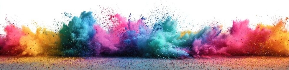 Colorful powder explosion against a white background (1)