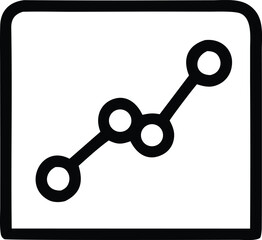 Hand drawn trend line chart icon with connected circles indicating data growth progression
