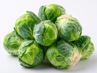Obraz premium Brussels sprouts cluster with stems vegetable