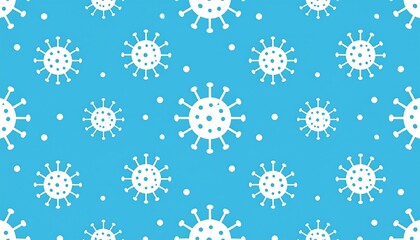 Repeating pattern of white virus icons on a light blue background