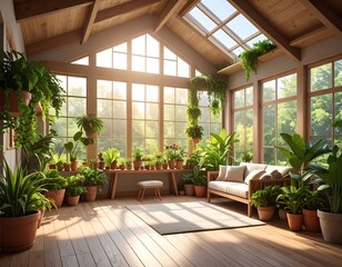 Sunlit Conservatory, Plants, Relaxation, Home