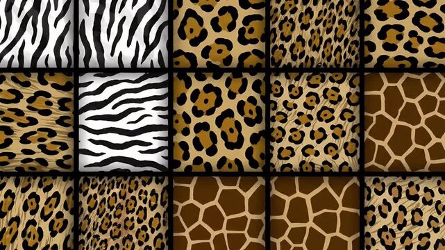 Collection of Animal Prints: Leopard, Zebra, Giraffe Patterns