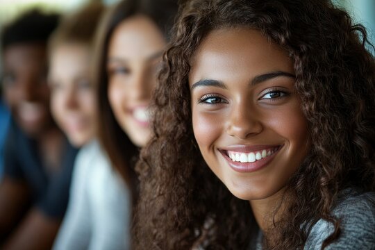 Happy young multiracial office colleagues collaborating and smiling during a casual meeting, setting business goals and fostering team dynamics, Generative AI