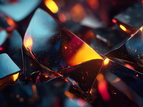 Glossy glass shards abstract glowing texture