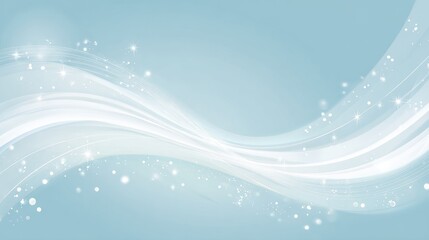 Fototapeta premium Abstract light blue background with wavy lines and sparkling elements