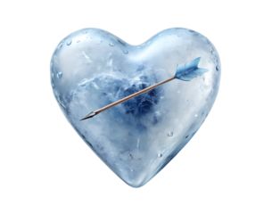 Frozen Heart with Arrow Through It on Transparent Background