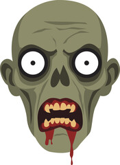 Scary Zombie Head Cartoon Illustration