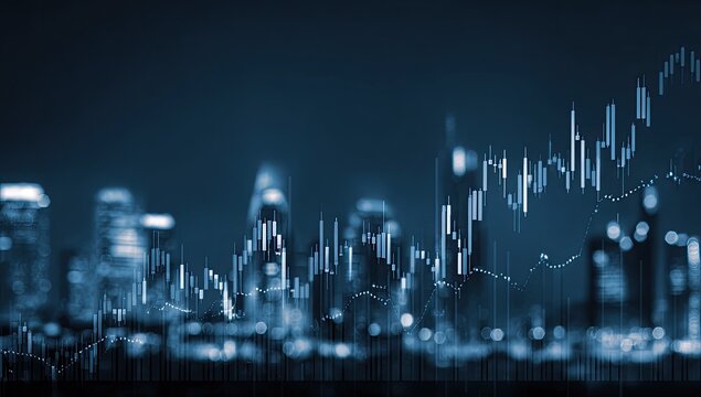 Abstract cityscape overlaid with financial charts (2)