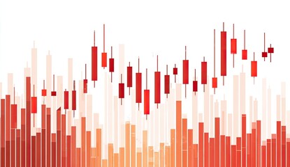 Red and orange financial chart with many candlesticks
