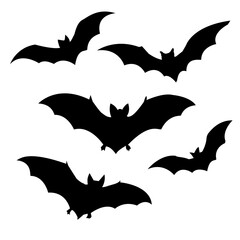 Fototapeta premium Silhouette Bats in Flight for Halloween Decorations and Theme Vector Illustration Isolated Design