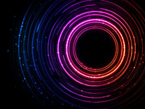 Glowing neon circles ripple effect background