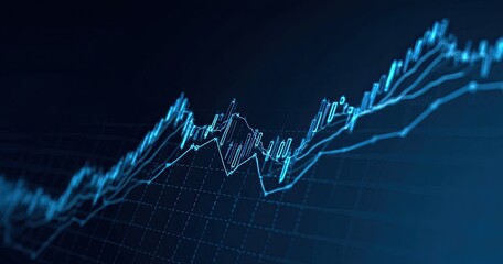 Abstract financial chart with multiple lines and grid