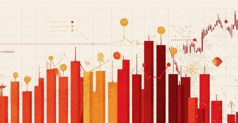 Stacked bar graph, financial data, textured