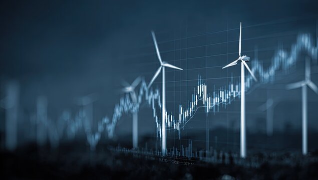 Wind turbines overlaid on financial charts (1)