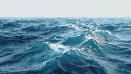 Fototapeta premium Vast ocean waves, tranquil, horizon