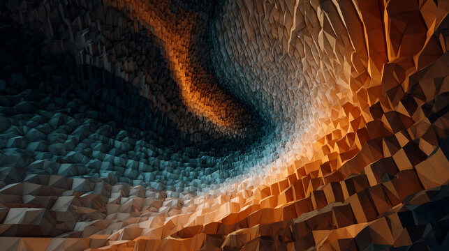 Geometric waves abstract with 3D depth - Powered by Adobe