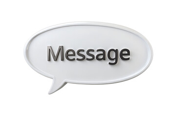 White Speech Bubble with the Word Message on transparent background