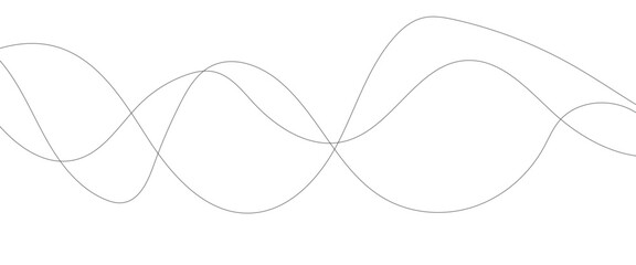 Abstract wavy black and white curved line on transparent background.