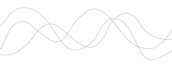 Abstract wavy black and white curved line on transparent background.