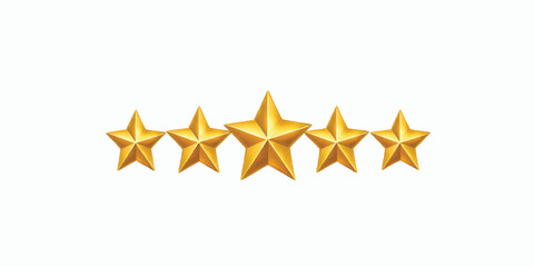 Print  Vector illustration of 5 gold stars christmas new year holiday 3D Christmas. Vector illustration of 5 gold stars christmas new year holiday 3D icon, golden, isolated, symbol, yellow, award 