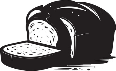 Loaf of Bread with Slices Silhouette | Black Illustration Vector