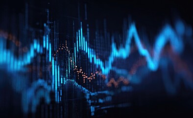 Abstract digital chart display with fluctuating lines and data points