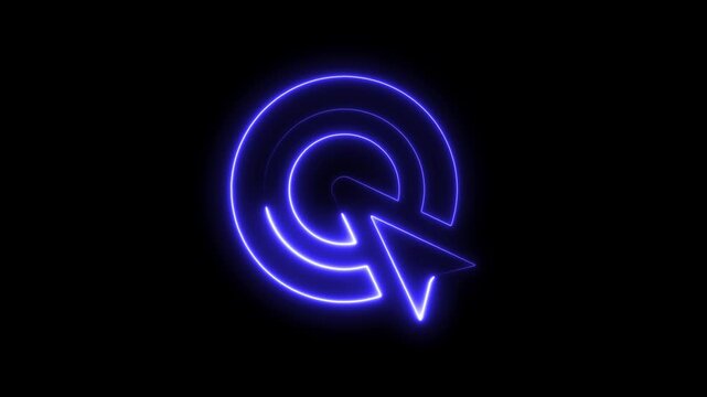 Neon mouse cursor arrow icon. Glowing neon arrow cursor icon for digital interface target icon. Glowing neon mouse pointer arrow icon 