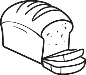 Loaf of Bread with Slices Silhouette | Black Illustration Vector