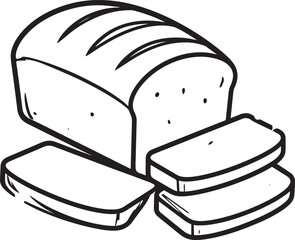Loaf of Bread with Slices Silhouette | Black Illustration Vector