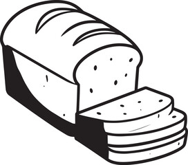 Loaf of Bread with Slices Silhouette | Black Illustration Vector