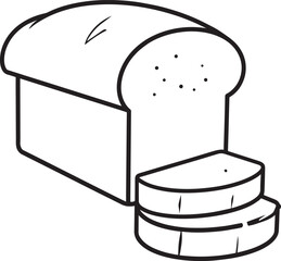Loaf of Bread with Slices Silhouette | Black Illustration Vector