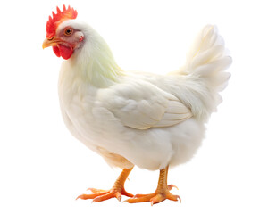  white chicken isolated on white background ,PNG. AI Generated.
