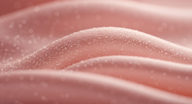 Glimmering Dew on Pale Pink Silk Charmeuse