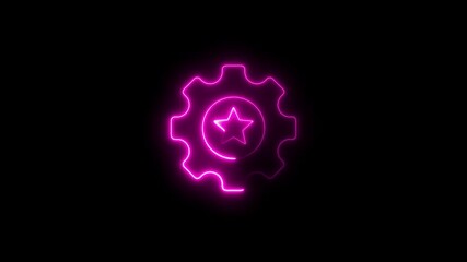 Animation of settings icon 4k videos . Technology setting icon concept. Glowing neon line setting icon with spinning gears icon animated with star icon