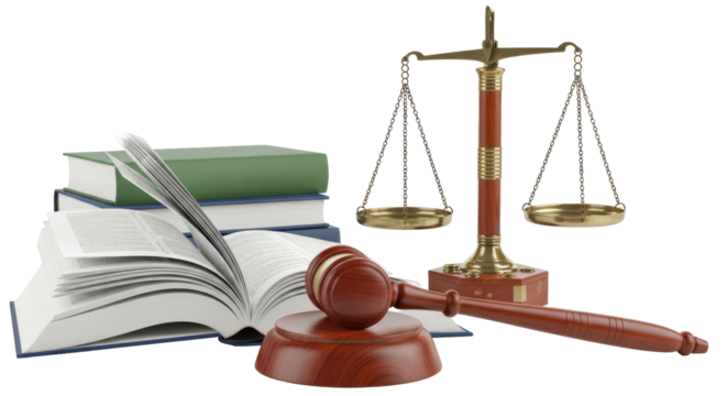 Isolated Law Books and Gavel