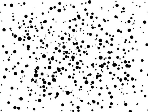Abstract black circles scattered on white background