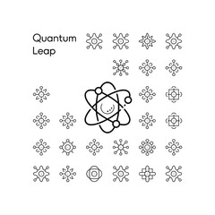 Fototapeta premium Abstract quantum atom symbol and decorative geometric patterns for science and technology concepts white background