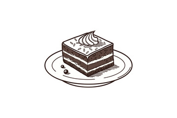 Brownie square icon minimal layered brownie piece dessert vector