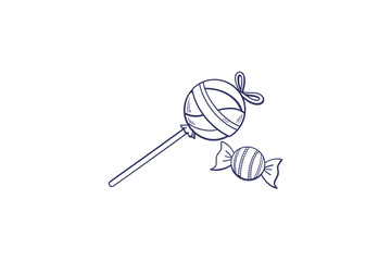 Lollipop icon round sweet candy stick confection vector flat design