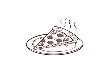 Pizza slice meal icon pizza slice on plate design