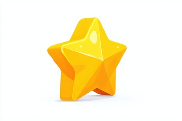 Gleaming golden star cartoon graphic, slightly tilted, on a white background with subtle shadow